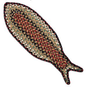 Fish Rug by Earth Rugs 9"x26" FC-019 Red/Beige/Black/Green