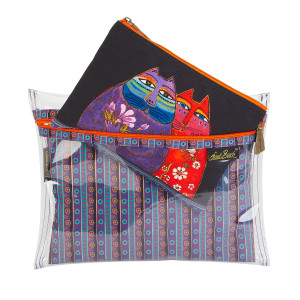 Laurel Burch Set of 3 Cosmetic Bag Feline Family LB5906E