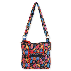 Laurel Burch Multi Feline Cats Quilted Cotton N/S Crossbody Bag LB6305