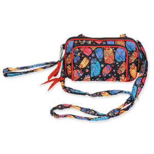 Laurel Burch Multi Feline Cats Quilted Cotton All in One Crossbody Bag LB6309