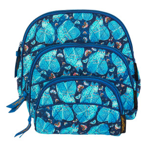 Laurel Burch Indigo Cats Quilted 3 Piece Cosmetic Set LB6330
