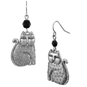 Indigo Cat Feline Laurel Burch Drop Earrings