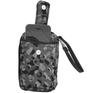 Black White and Silver Leopard Cell Phone Wallet - Holds SMALL cell phone - 52872