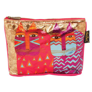 Laurel Burch Foil Cosmetic Bag Colorful Wild Cats