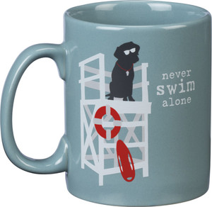 Never Swim Alone - Dog Themed Coffee Mug - Holds 20 oz