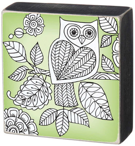 Owl 4 inch Square Colorable Wall Art - Color a Sign - 32216