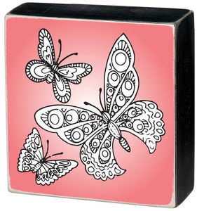 Colorable Butterfly Wall Art - Color a Sign - Three Butterflies a Pink