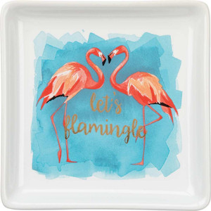 Colorful Flamingo Trinket Tray - Let's Flamingle - 35113