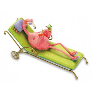 Resin Ornament Pink Flamingo Lounge Chair 871-44
