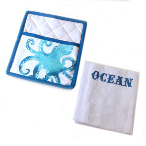 Ocean Life Pot Holder & Towel Set 25960-Ocean