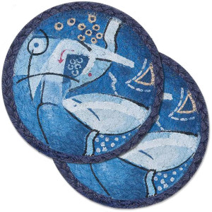 Abstract Ocean Themed Trivet - SET OF TWO - 7" - A-02