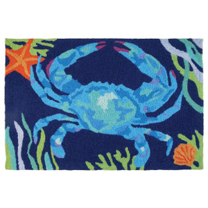 Deep Blue Crab Indoor Outdoor Washable Rug