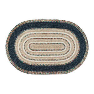 Blue and Tan 20x30 Oval Braided Floor Rug ITC-782