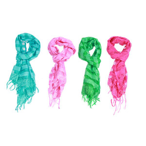 Fringe Wrap Scarf with Stripes and Sequin Embellishments - 4 Colors Available - 60712