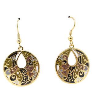 Harmony Laurel Burch Earrings Black Cream Gold 6025A