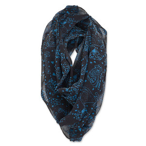 Laurel Burch Infinity Scarf Blue Doggies on Black – LBI222