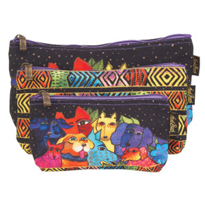 Laurel Burch Dog Canine Clan 3 BAG SET Cosmetic Bags LB6556