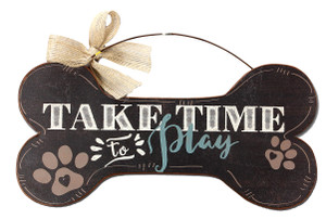 Take Time to Play - Wood Bone Shaped Wall Sign 16480A