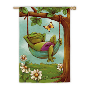 Day Dreamers Frog Vertical Flag House Flag - 43" x 29" - 132371