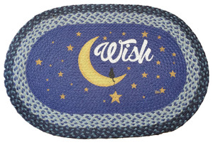 Wish Oval Hand Printed Braided Patch Floor Earth Rug 20"x30" - OP-362-WISH