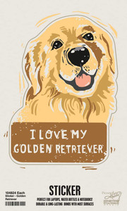 Golden Retriever I Love My Dog Shaped Sticker