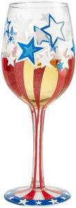 Enesco Lolita Wine Glass Land of the Free, 15 oz, Multicolor
