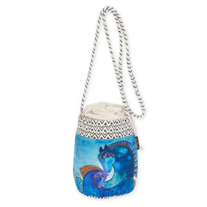 Laurel Burch Teal Mares Drawstring Crossbody Tote Bag LB5700E