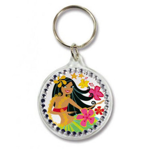 Island Hula Rhinestone Acrylic Keychain 08150000