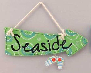 Wood Sign Seaside Arrow Wall Plaque 11119G