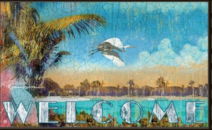 Island Theme Welcome Floor Mat "Island Sanctuary MatMates 12329D