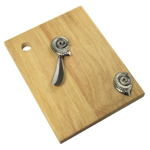 Nautilus Shell Wood Cheese Cutting Board with Spreader