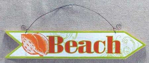 Wood Plaque Beach Arrow Wall Sign 30137BO