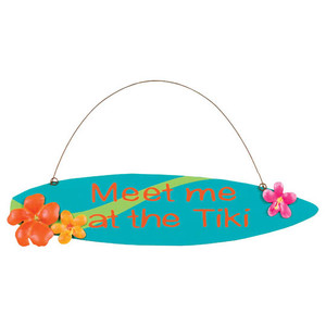 Surfboard Tin Sign "Meet me at the Tiki" - 34236A
