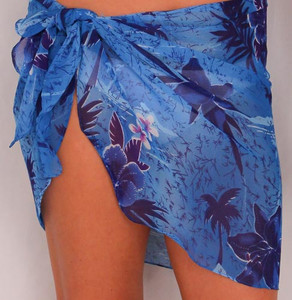 Sarong Short Size Sheer Tropical Flowers - 8602-3917