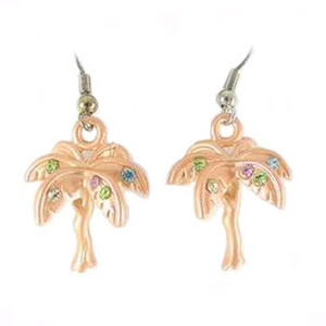 Palm Tree Drop Earrings Orange with Rhinestones - RSN1718OR-E