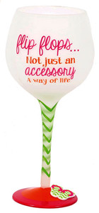Hand Painted Flip Flop Accessory Wine Glass 18oz 60340A