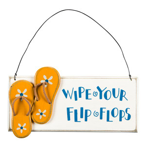 Wood Wipe your Flip Flops Sign 23832