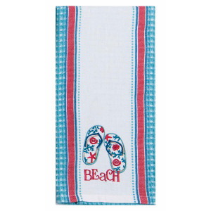 Beach Flip Flops Embroidered Cotton Tea Towel - R3278