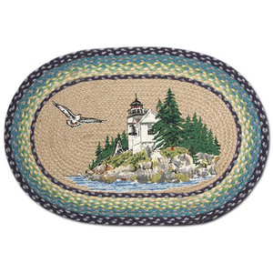 Lighthouse Bass Harbor Oval Patch Rug 20"x30"by Earth Rugs OP-311