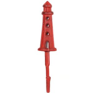 Red Lighthouse Wall Hook - 7 1/2 Inch High - H-4627