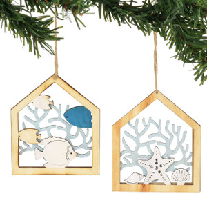 COAST Coral Wood Ornaments - Set of 2 - 6001911