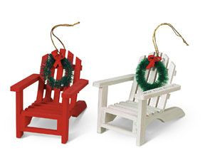 Adirondack Chairs Christmas Set 2 Wood Ornament - 866-22