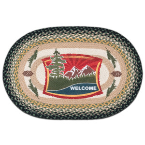 Forest Welcome 20x30 Hand Printed Oval Braided Floor Rug OP-116