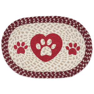 Pet Placemat - Red and Tan Jute Runner 13" x 19" - PM-OP-9-117