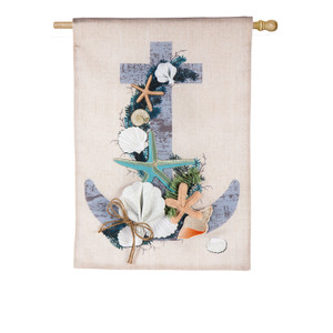 Coastal Christmas Anchor Linen HOUSE FLAG - 13L8317