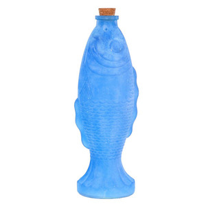 Fish Bottle - 10" BLUE Sandblasted - 20710BLUE