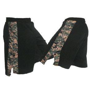 Black MMA Fight Shorts with MARPAT Stripe