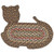 Braided Cat Shaped Jute Rug 14.5"x19.5" CT- 051 Tan/Green/Gold/Red