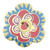 Laurel Burch Button - Yellow and Blue Flower Button with Red and Purple Accents - Dill Button