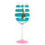 Gold Pineapple Stripe Glass Wine Glass Blue 18oz - 60464B